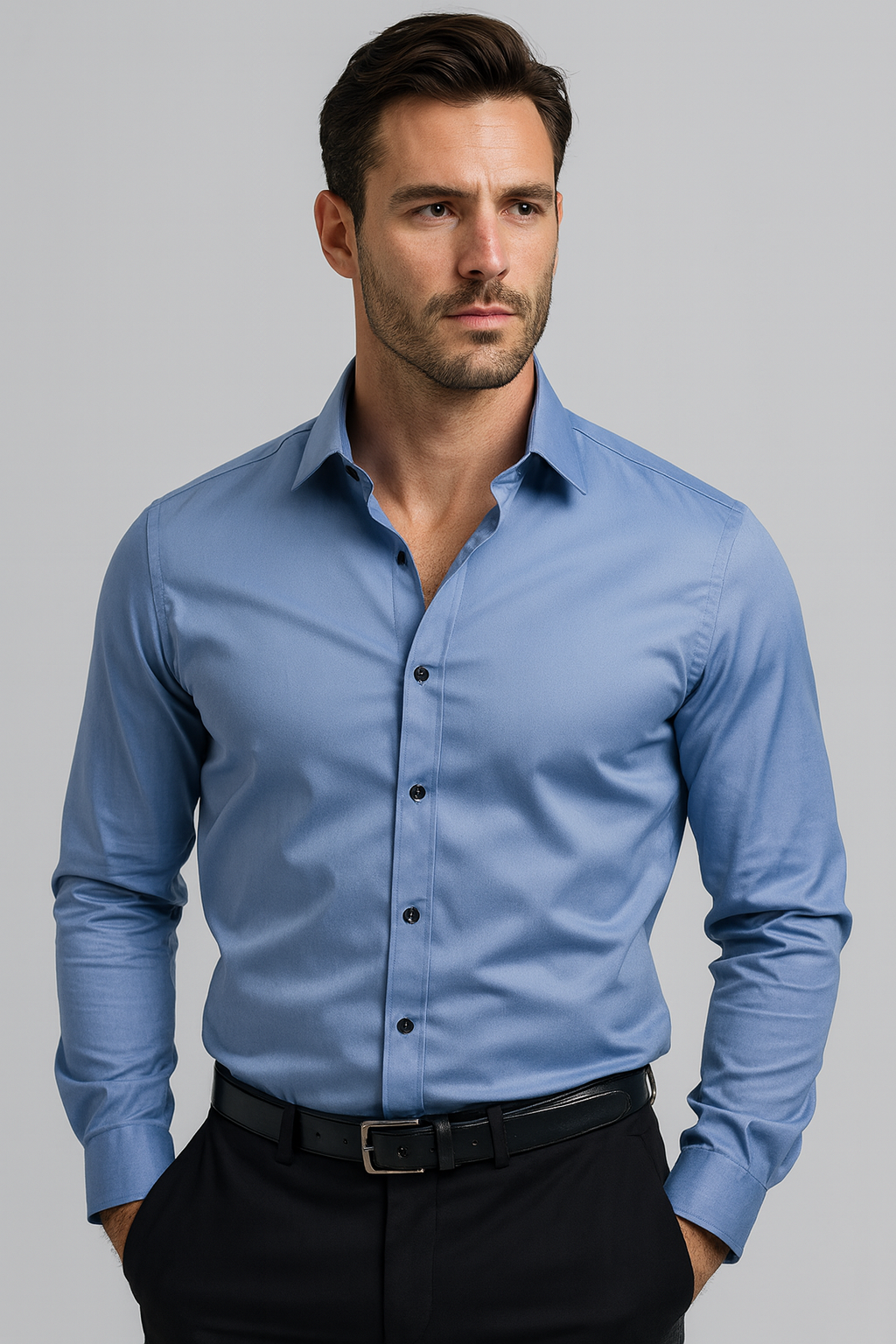 Men's Slim-Fit Button-Up Dress Shirt