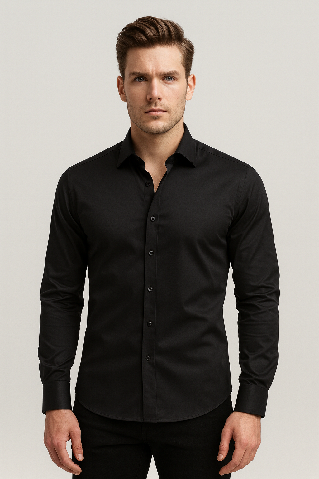 Men's Slim-Fit Button-Up Dress Shirt