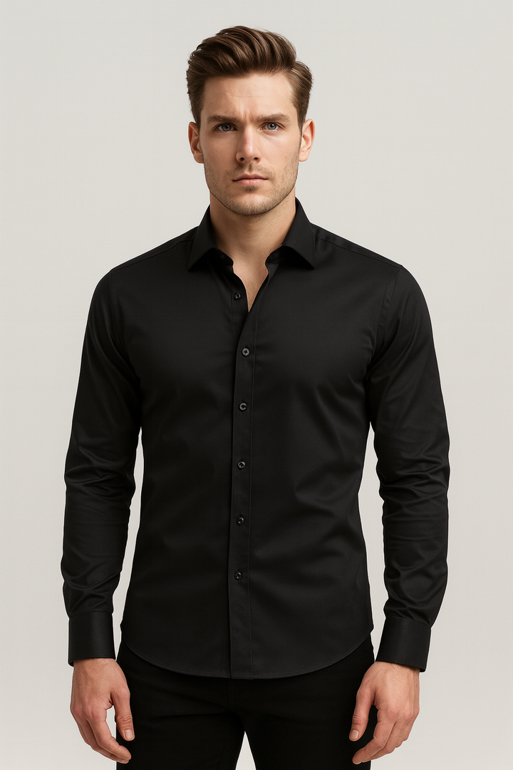 Men's Slim-Fit Button-Up Dress Shirt