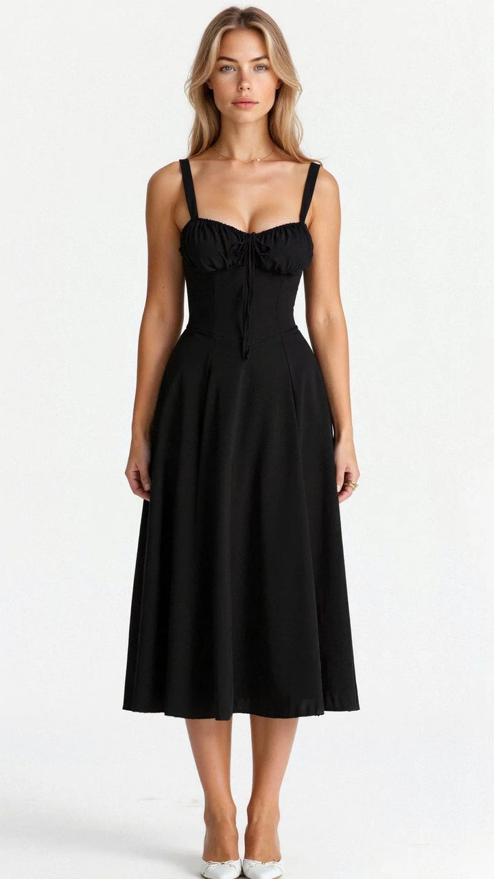 Kylie | Women's Spaghetti Strap A-Line Midi Dress-Metro Lane Plaza