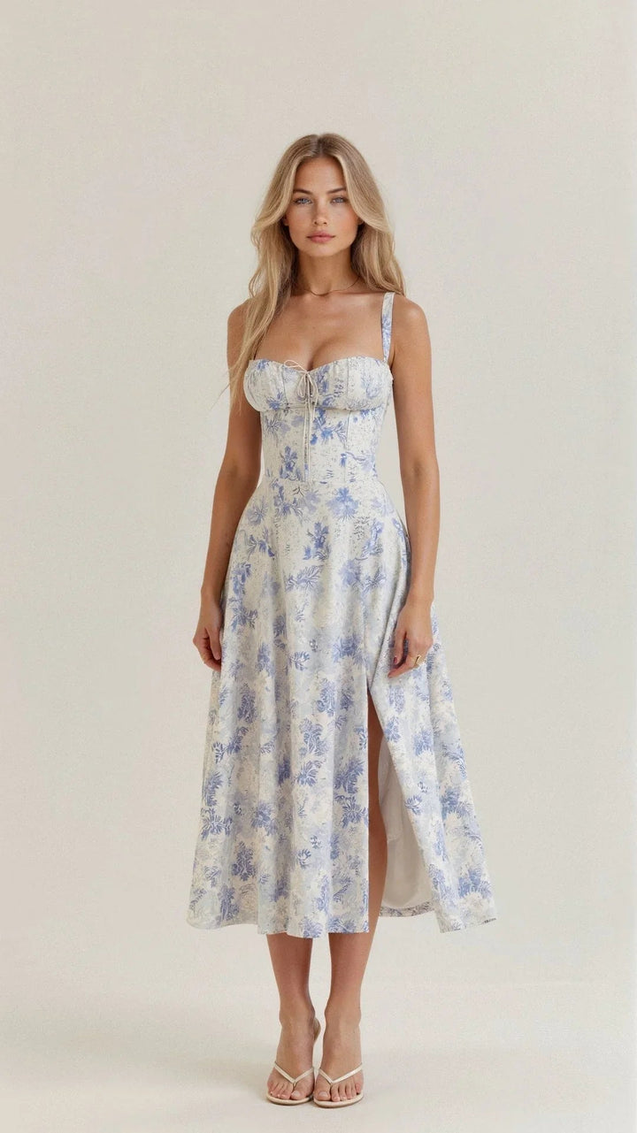 Kylie | Women's Spaghetti Strap A-Line Midi Dress-Metro Lane Plaza