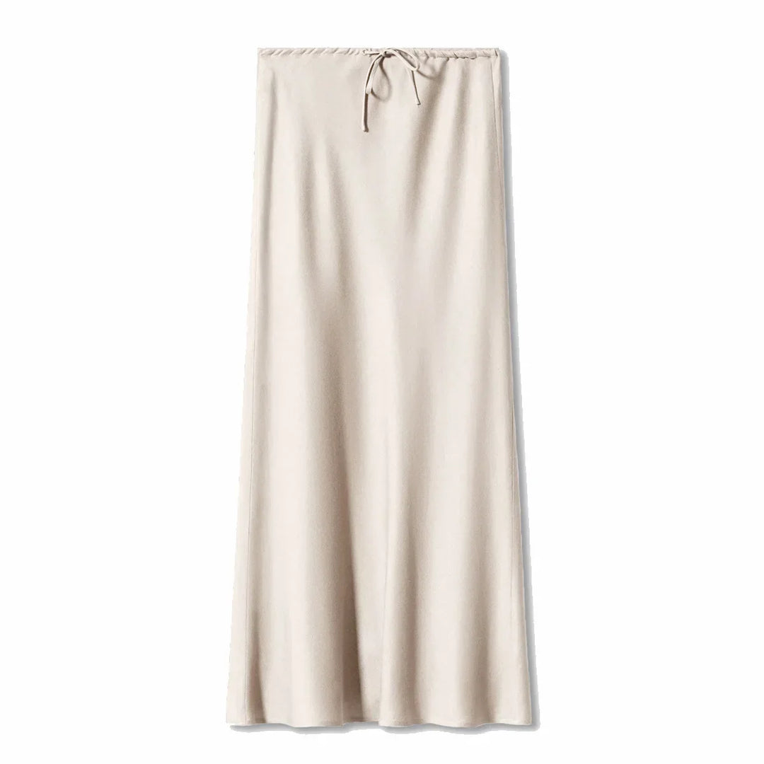 Women's Elegant Long Satin Skirt with Comfortable Elastic Waist-Metro Lane Plaza
