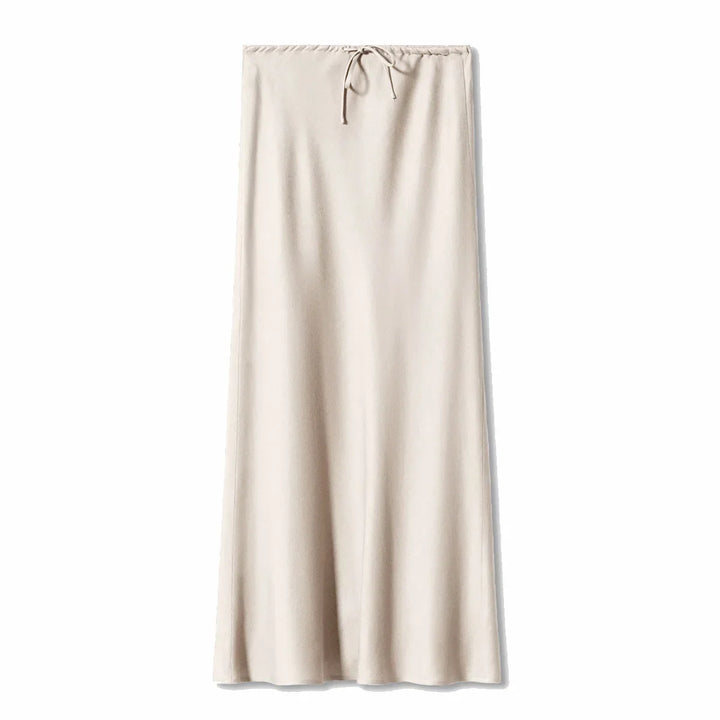 Women's Elegant Long Satin Skirt with Comfortable Elastic Waist-Metro Lane Plaza