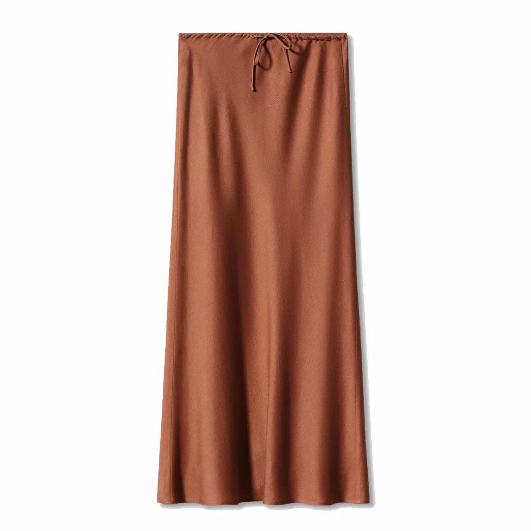 Women's Elegant Long Satin Skirt with Comfortable Elastic Waist-Metro Lane Plaza