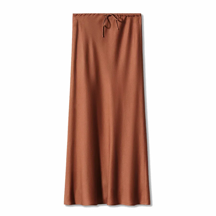 Women's Elegant Long Satin Skirt with Comfortable Elastic Waist-Metro Lane Plaza