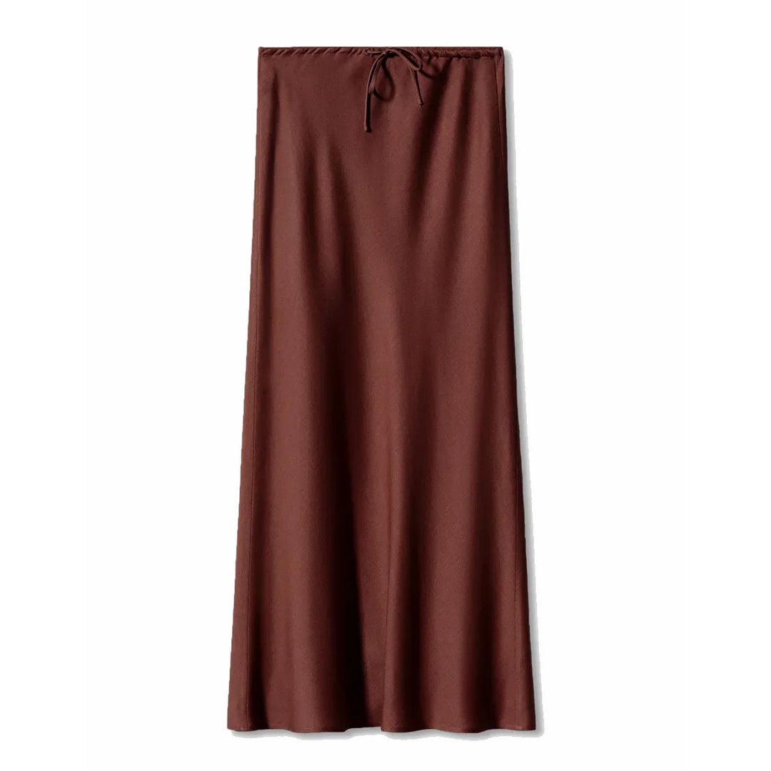 Women's Elegant Long Satin Skirt with Comfortable Elastic Waist-Metro Lane Plaza