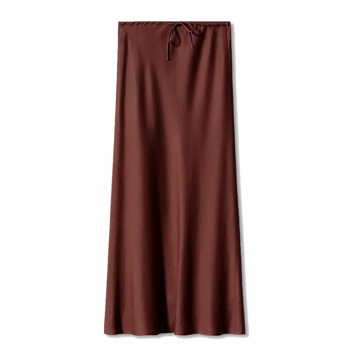 Women's Elegant Long Satin Skirt with Comfortable Elastic Waist-Metro Lane Plaza