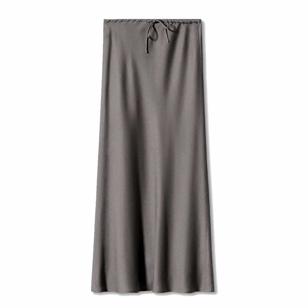 Women's Elegant Long Satin Skirt with Comfortable Elastic Waist-Metro Lane Plaza