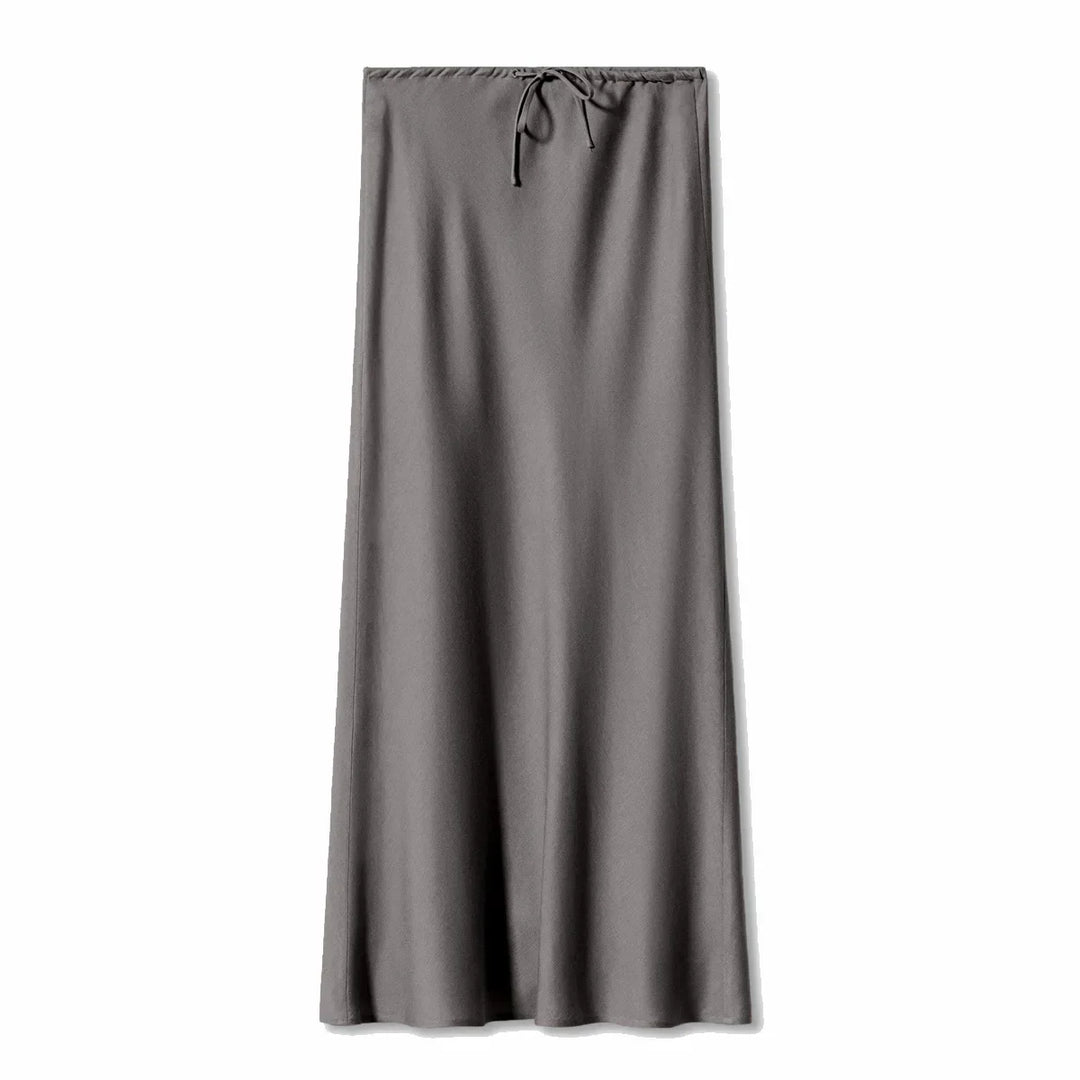 Women's Elegant Long Satin Skirt with Comfortable Elastic Waist-Metro Lane Plaza