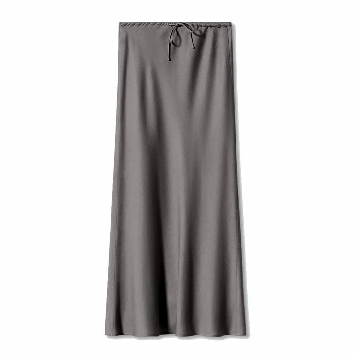 Women's Elegant Long Satin Skirt with Comfortable Elastic Waist-Metro Lane Plaza