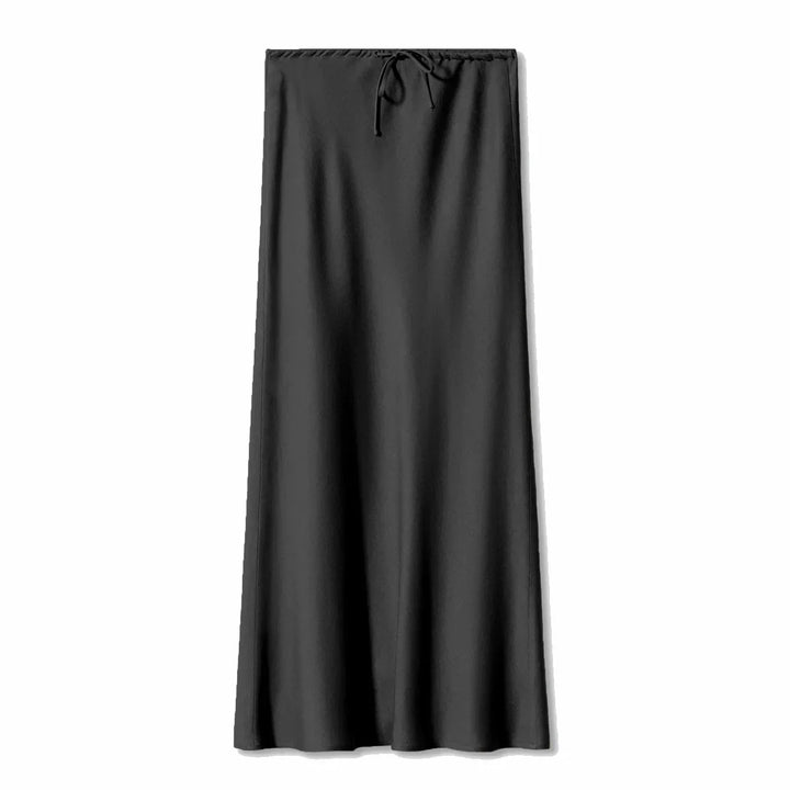Women's Elegant Long Satin Skirt with Comfortable Elastic Waist-Metro Lane Plaza