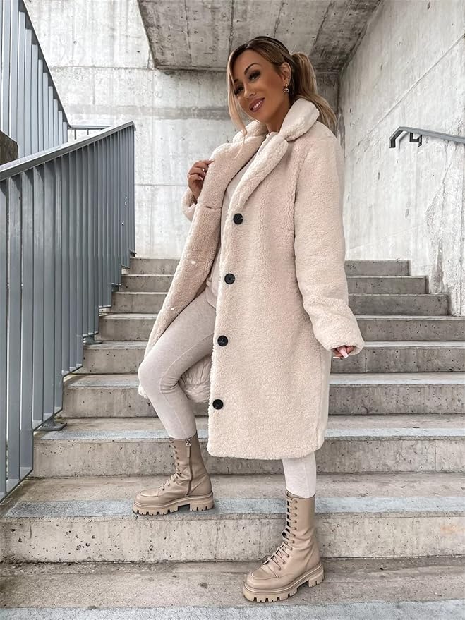 Cappotto lungo effetto teddy da donna | Capospalla invernale elegante per il massimo calore