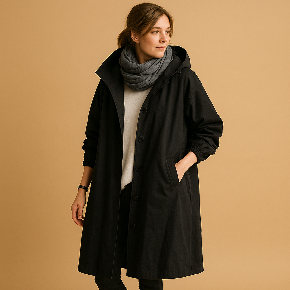 Ymke | Women's Waterproof Long Raincoat with Belt and Removable Hood-Metro Lane Plaza