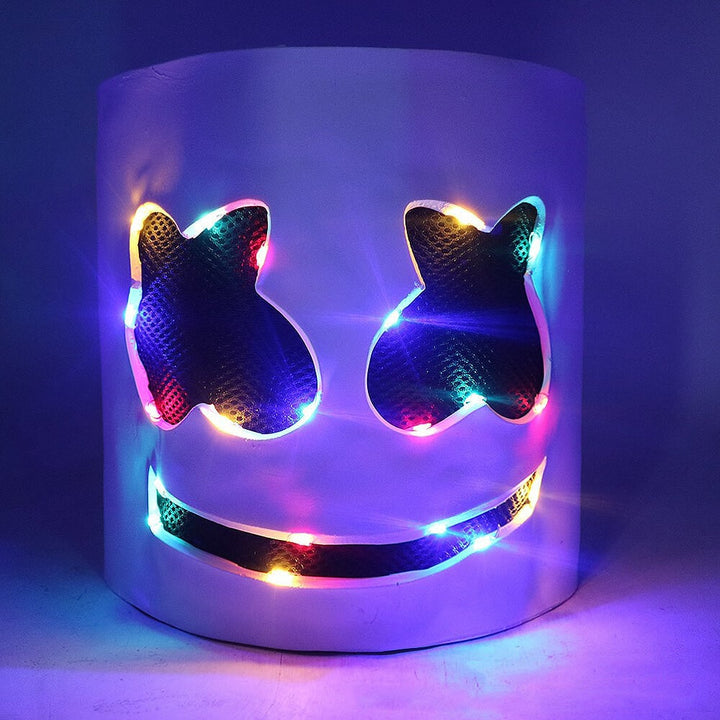 Set costume da DJ con luci LED per Halloween, con maschera, felpa con cappuccio e pantaloni