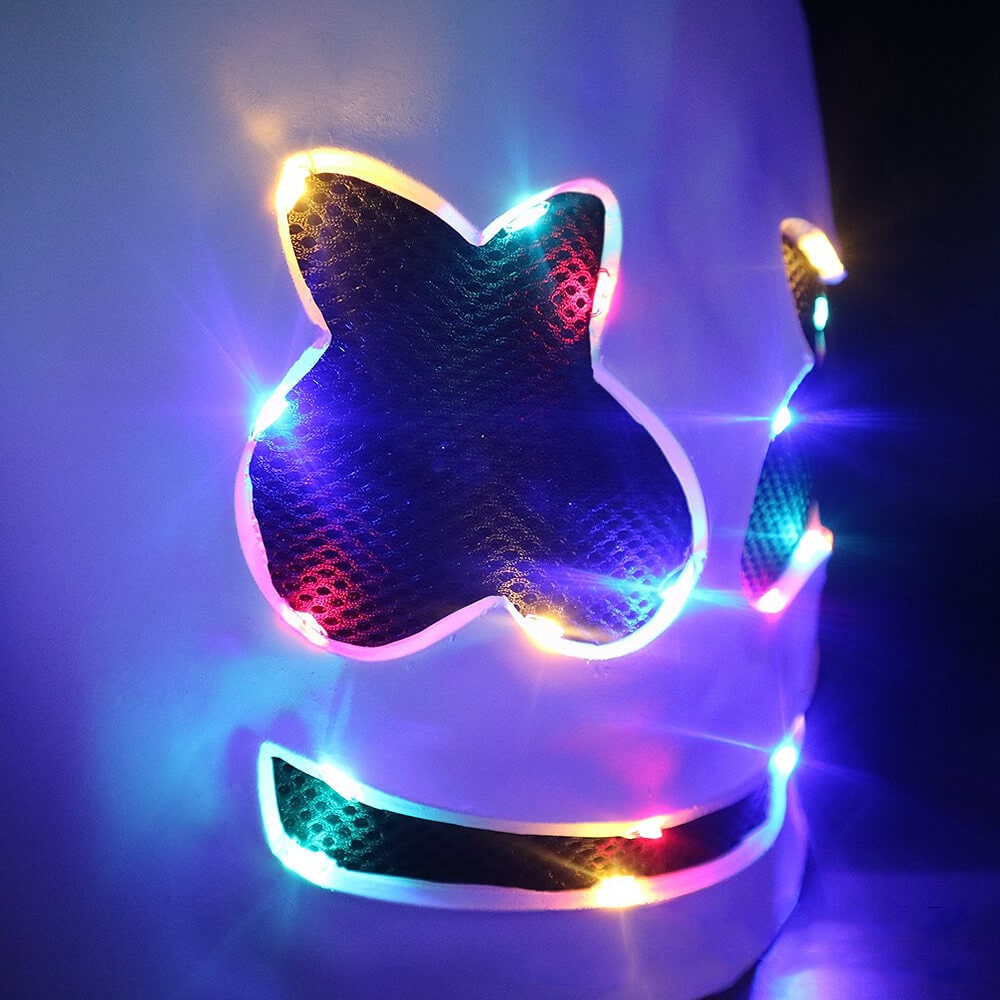 Set costume da DJ con luci LED per Halloween, con maschera, felpa con cappuccio e pantaloni