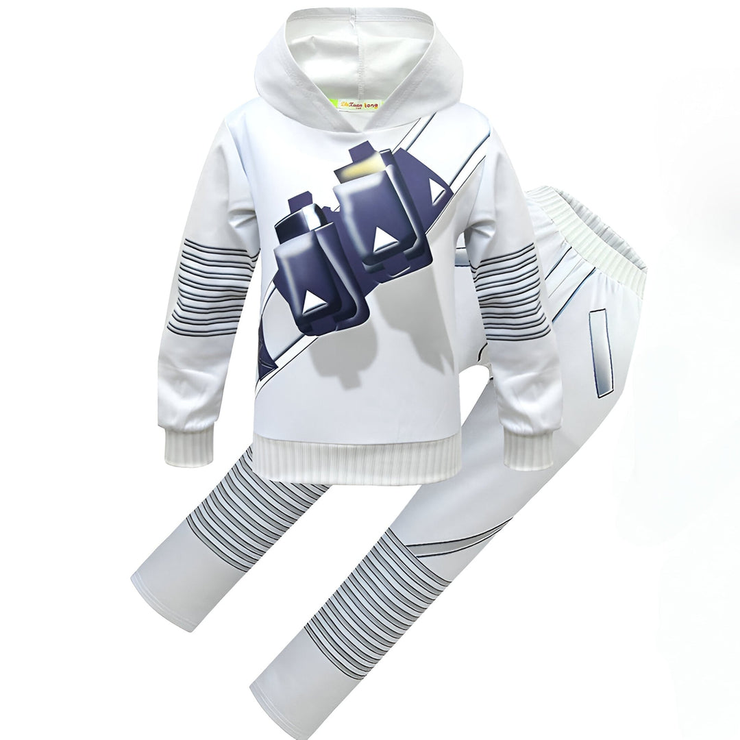 Set costume da DJ con luci LED per Halloween, con maschera, felpa con cappuccio e pantaloni