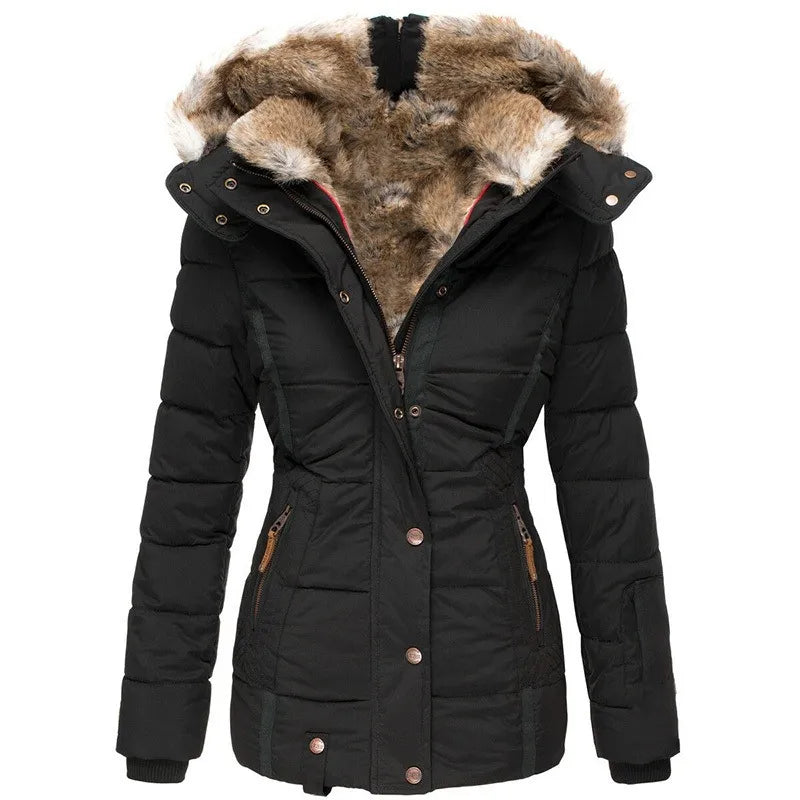 Luxe geïsoleerde winterjas van imitatiebont voor dames