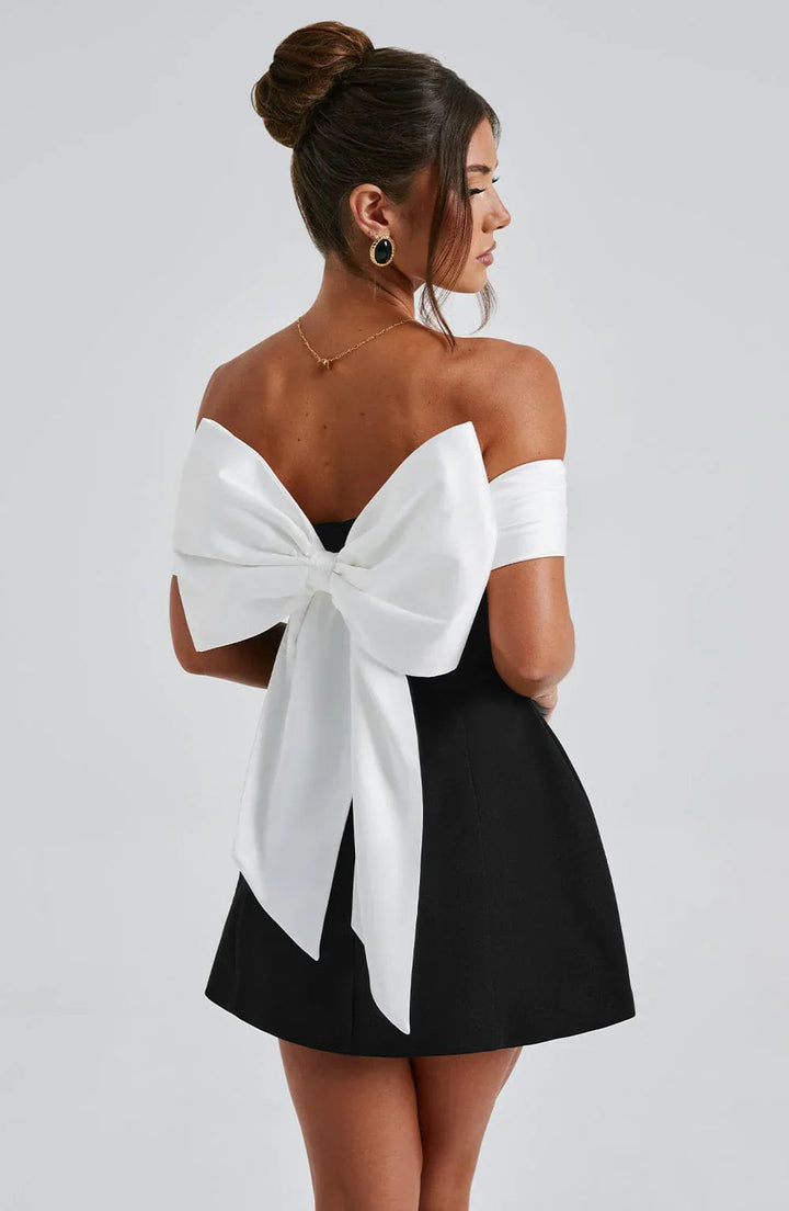 Libby | Women's Off-Shoulder A-Line Mini Dress-Metro Lane Plaza