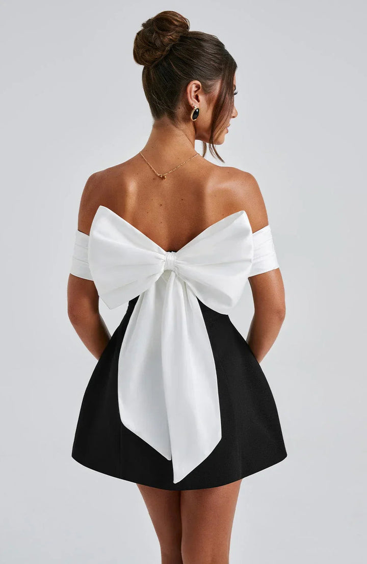 Libby | Women's Off-Shoulder A-Line Mini Dress-Metro Lane Plaza