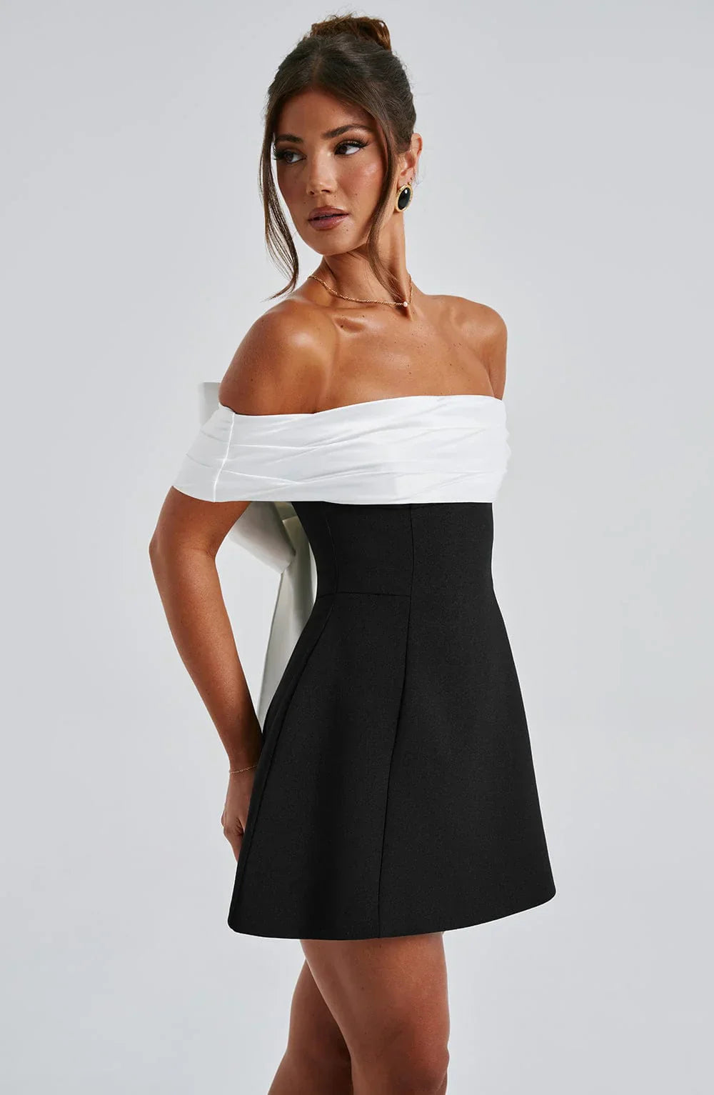Libby | Women's Off-Shoulder A-Line Mini Dress-Metro Lane Plaza
