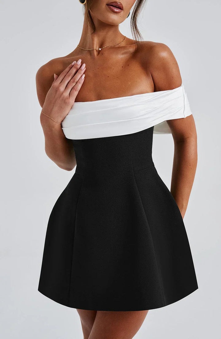 Libby | Women's Off-Shoulder A-Line Mini Dress-Metro Lane Plaza