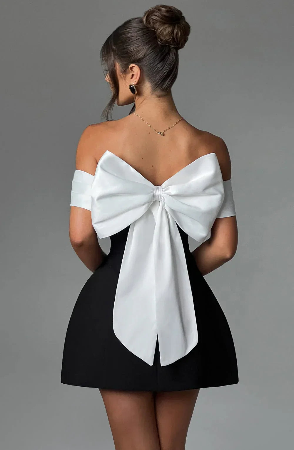 Libby | Women's Off-Shoulder A-Line Mini Dress-Metro Lane Plaza