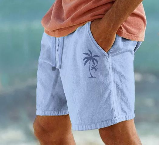 Men's Summer Shorts with Palm Embroidery