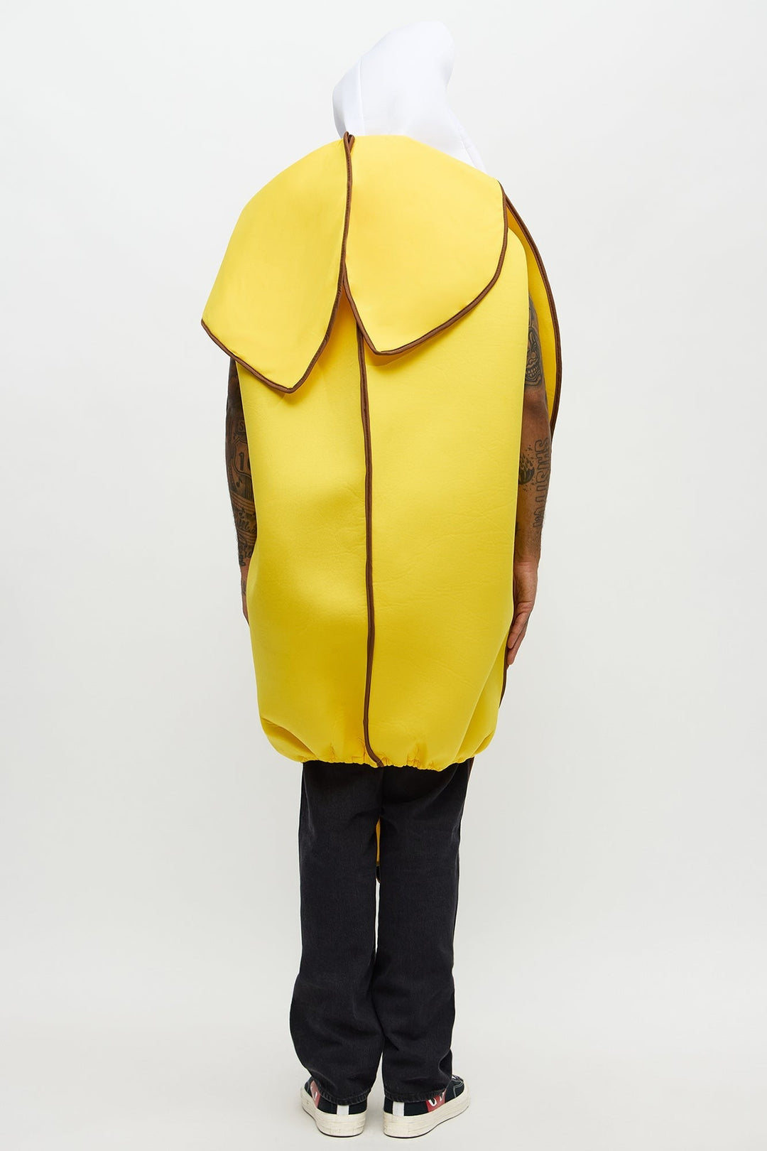 Tunica costume da banana gialla da donna con struttura in schiuma e viso scoperto