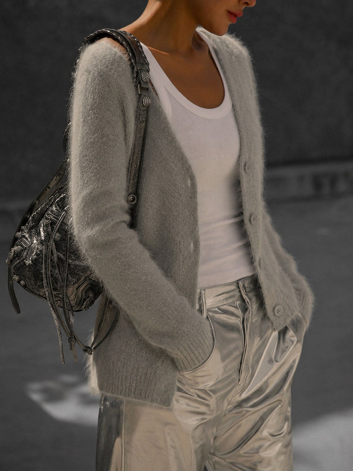 Oversized strikcardigan til kvinder med knapper og afslappet pasform