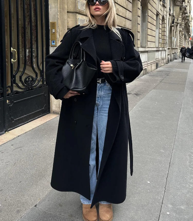 Gabardina clásica cruzada de mujer