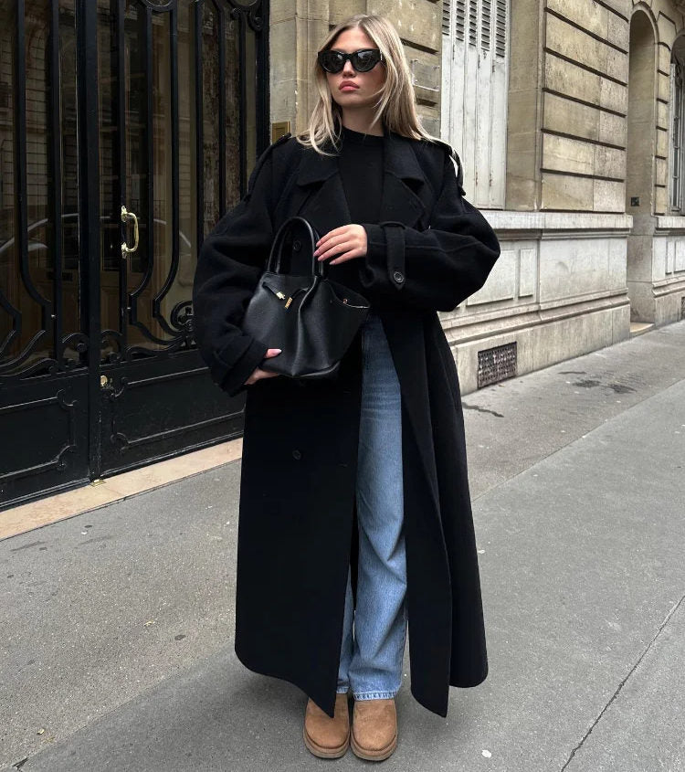 Gabardina clásica cruzada de mujer
