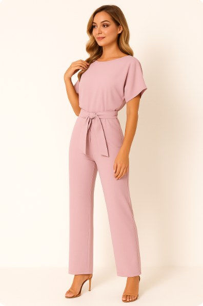Jumpsuit i pontejersey med flagermusærmer til kvinder