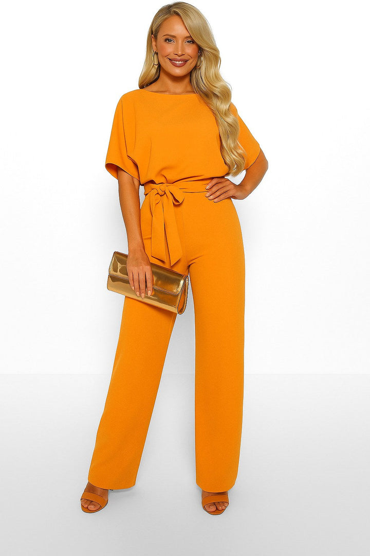 Jumpsuit i pontejersey med flagermusærmer til kvinder