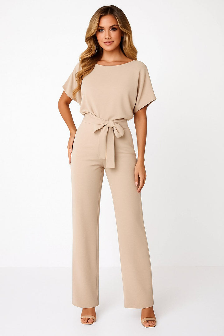 Jumpsuit i pontejersey med flagermusærmer til kvinder