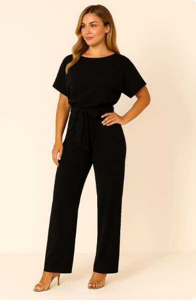 Jumpsuit i pontejersey med flagermusærmer til kvinder