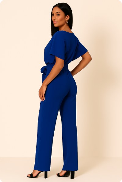 Jumpsuit i pontejersey med flagermusærmer til kvinder