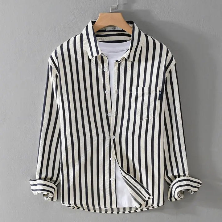 Men's Long Sleeve Striped Shirt | Stylish Casual Wear for Men-Metro Lane Plaza