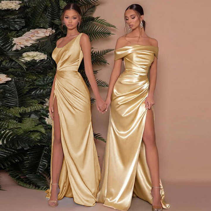 Margaret | Women's One Shoulder Long Maxi Dress-Metro Lane Plaza