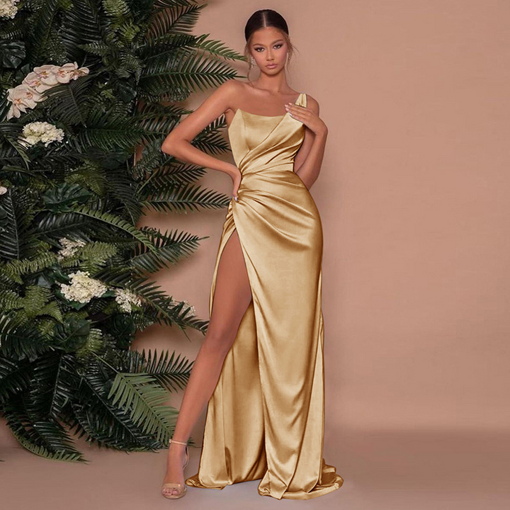Margaret | Women's One Shoulder Long Maxi Dress-Metro Lane Plaza