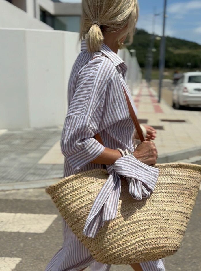 Women's Stylish Striped Shirt Dress-Metro Lane Plaza