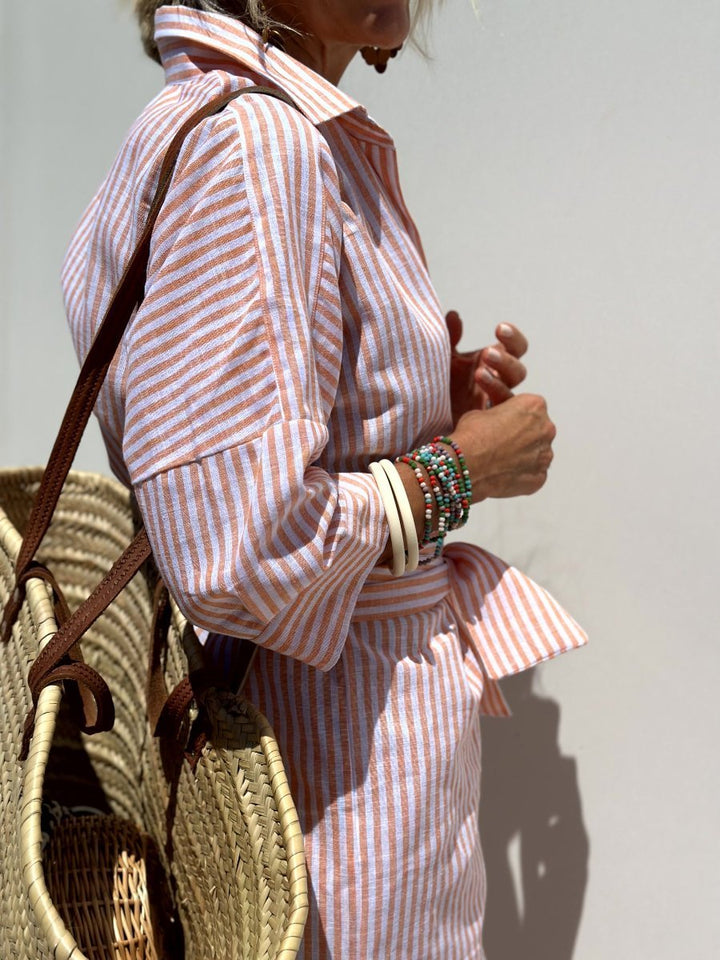 Women's Stylish Striped Shirt Dress-Metro Lane Plaza