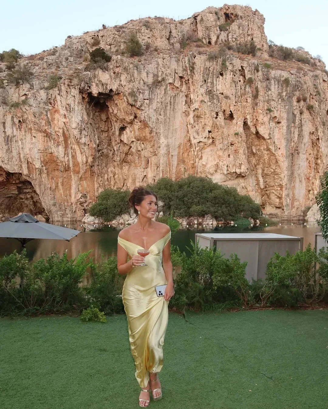 Women's Elegant Off-Shoulder Yellow Maxi Dress for Special Occasions-Metro Lane Plaza