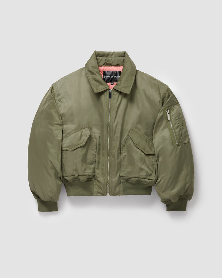 Megan | Women's Short Lined Bomber Jacket with Boxy Fit-Metro Lane Plaza