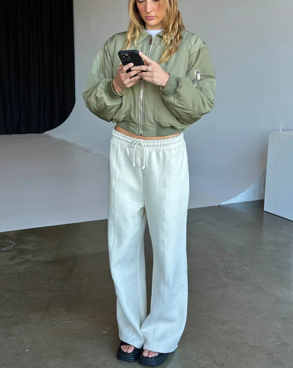 Megan | Women's Short Lined Bomber Jacket with Boxy Fit-Metro Lane Plaza