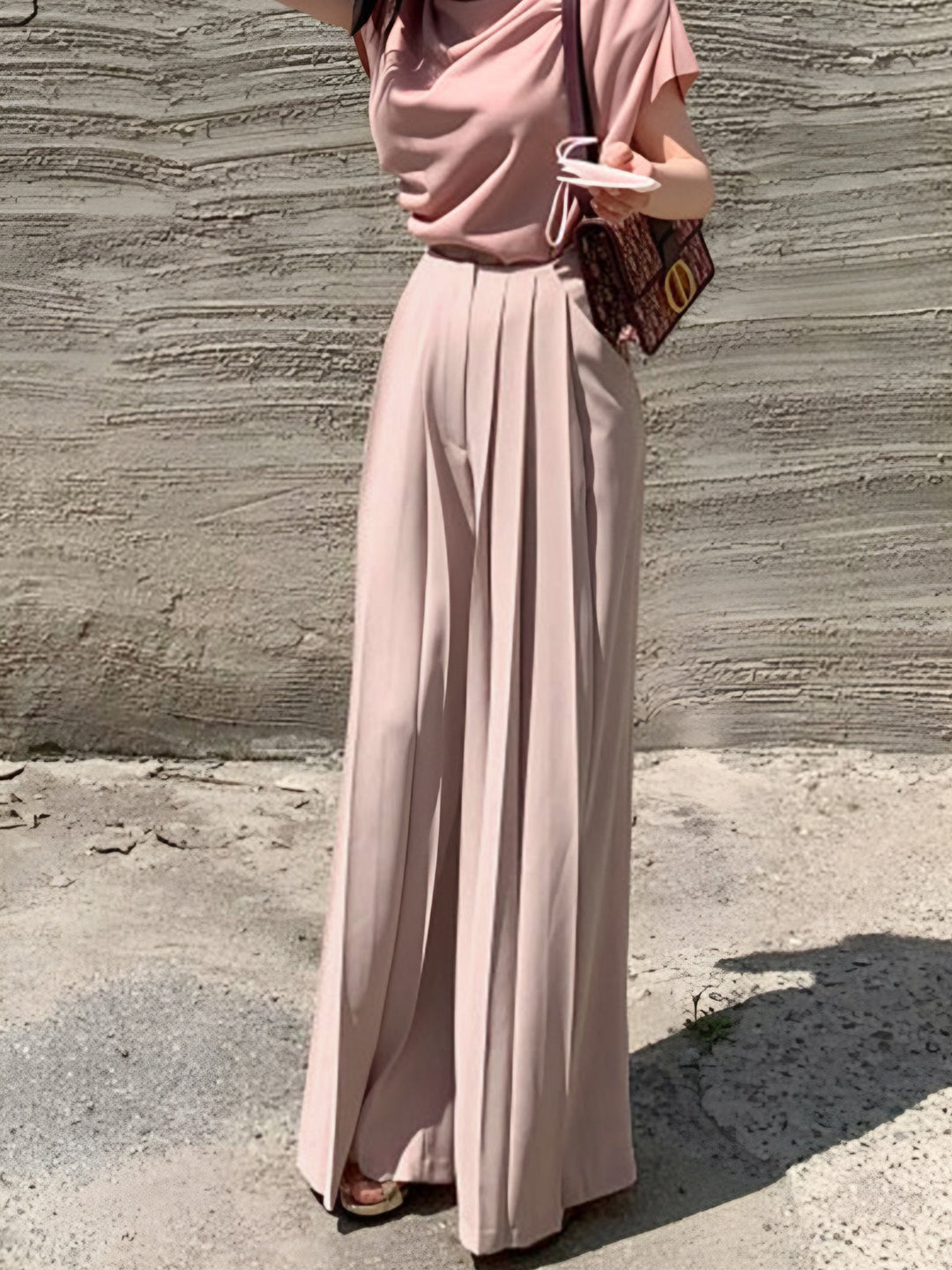 Megan | Women's Pleated High Waist Wide Leg Trousers-Metro Lane Plaza