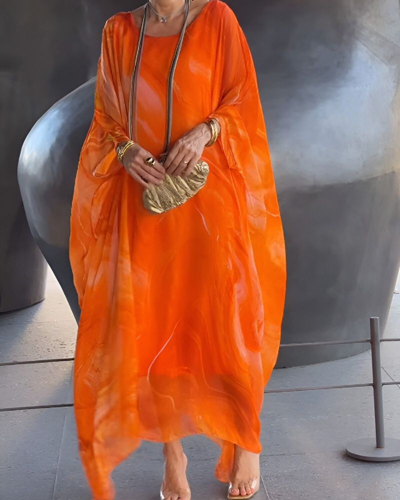 Melinda | Women's Long Sleeve Maxi Caftan Dress-Metro Lane Plaza