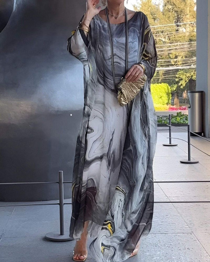 Melinda | Women's Long Sleeve Maxi Caftan Dress-Metro Lane Plaza