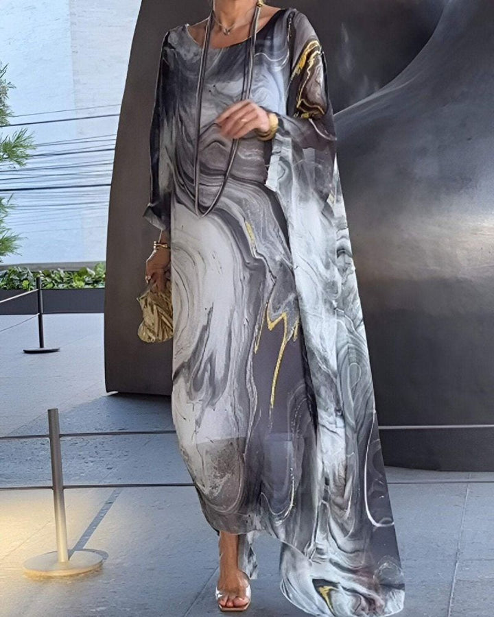 Melinda | Women's Long Sleeve Maxi Caftan Dress-Metro Lane Plaza