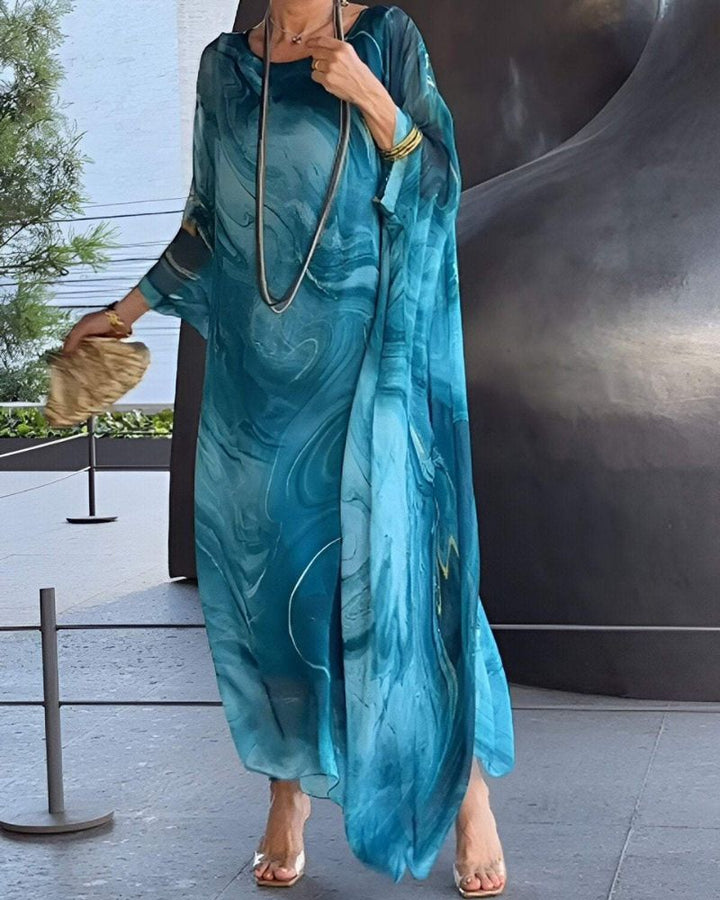 Melinda | Women's Long Sleeve Maxi Caftan Dress-Metro Lane Plaza