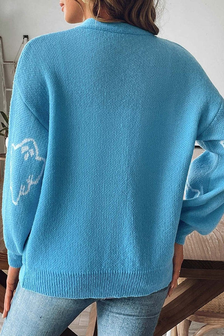 Women's Spooky Ghost Cardigan — Button-Front Knit Sweater